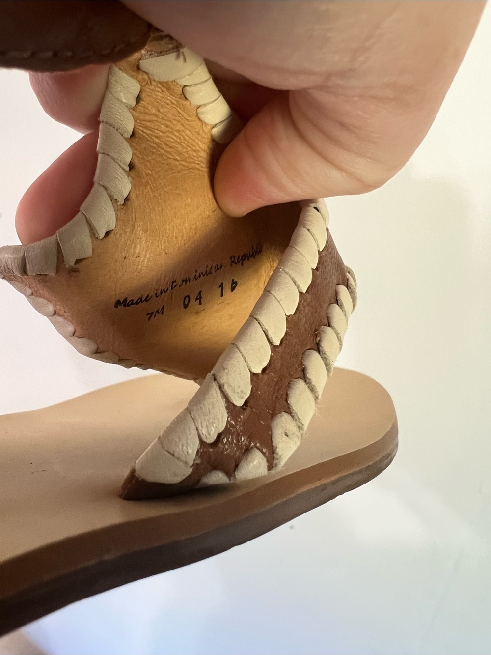 Jack Rogers Macie leather sandals in brown and beige - Picture 3 of 4